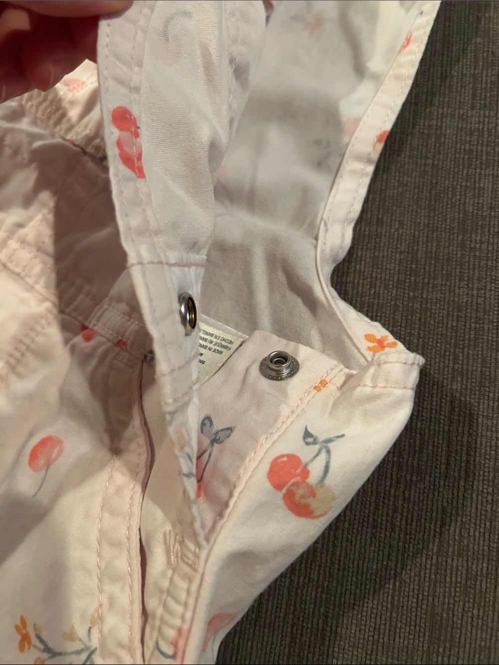 OshKosh B'gosh Pink Cherry Floral Shortall Overalls Toddler Girl 2T - Picture 6 of 6